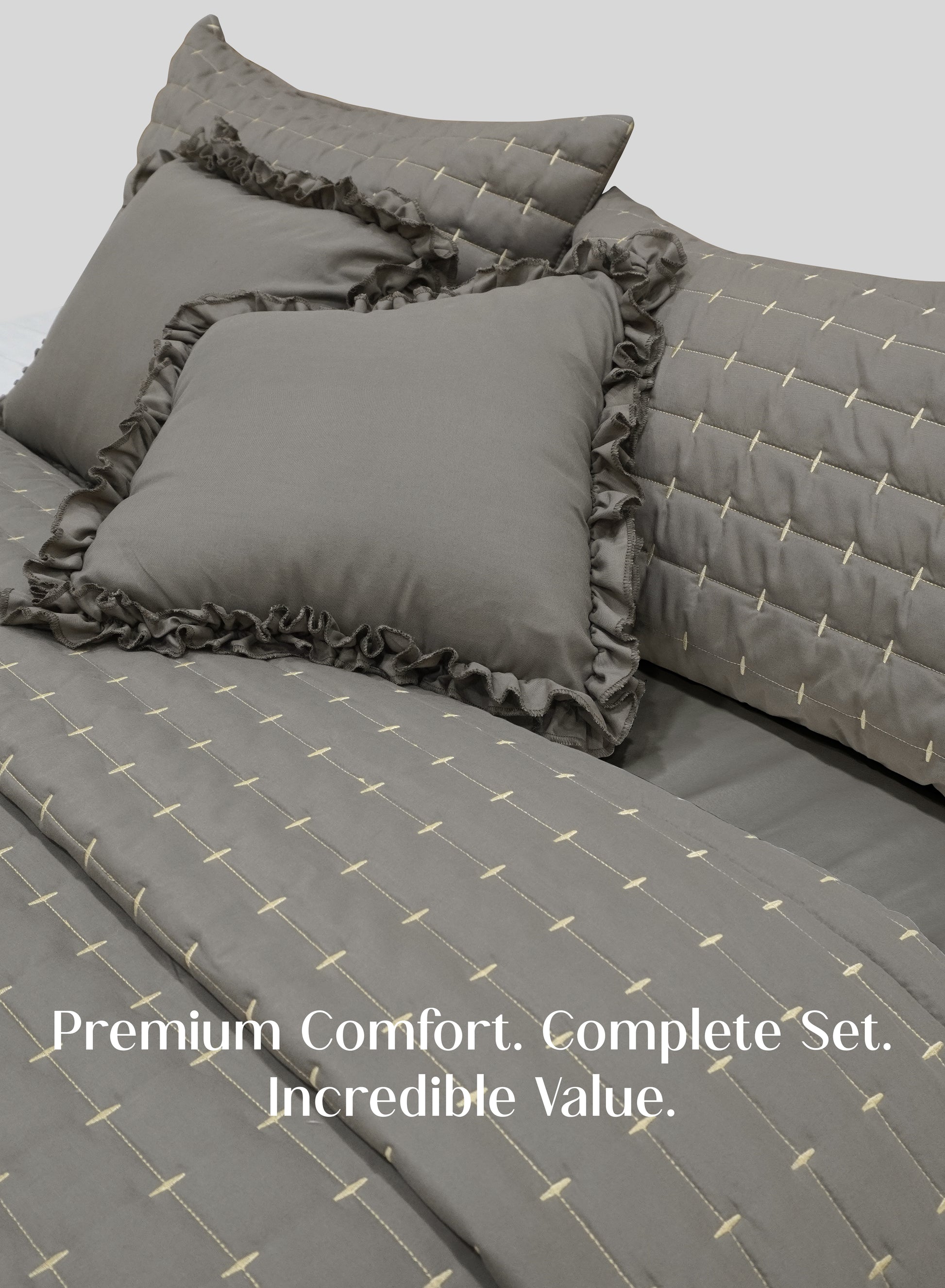 Home Crayons CloudTouch™ 8-Piece Bedding Set | Complete Bedroom Makeover in One Set | Smoked Coffee