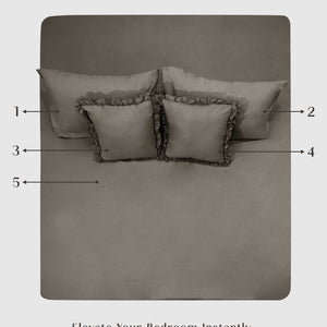 Home Crayons LuxeSoft™ Double Bedsheet Set | Oversized King | Includes 2 Pillow Covers & 2 Cushion Covers | Smoked Coffee