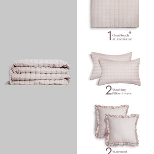 Home Crayons CloudTouch™ Comforter Set | All-Season | 33% Oversized | Includes 2 Pillow Covers & 2 Cushion Covers | Sakura Blush