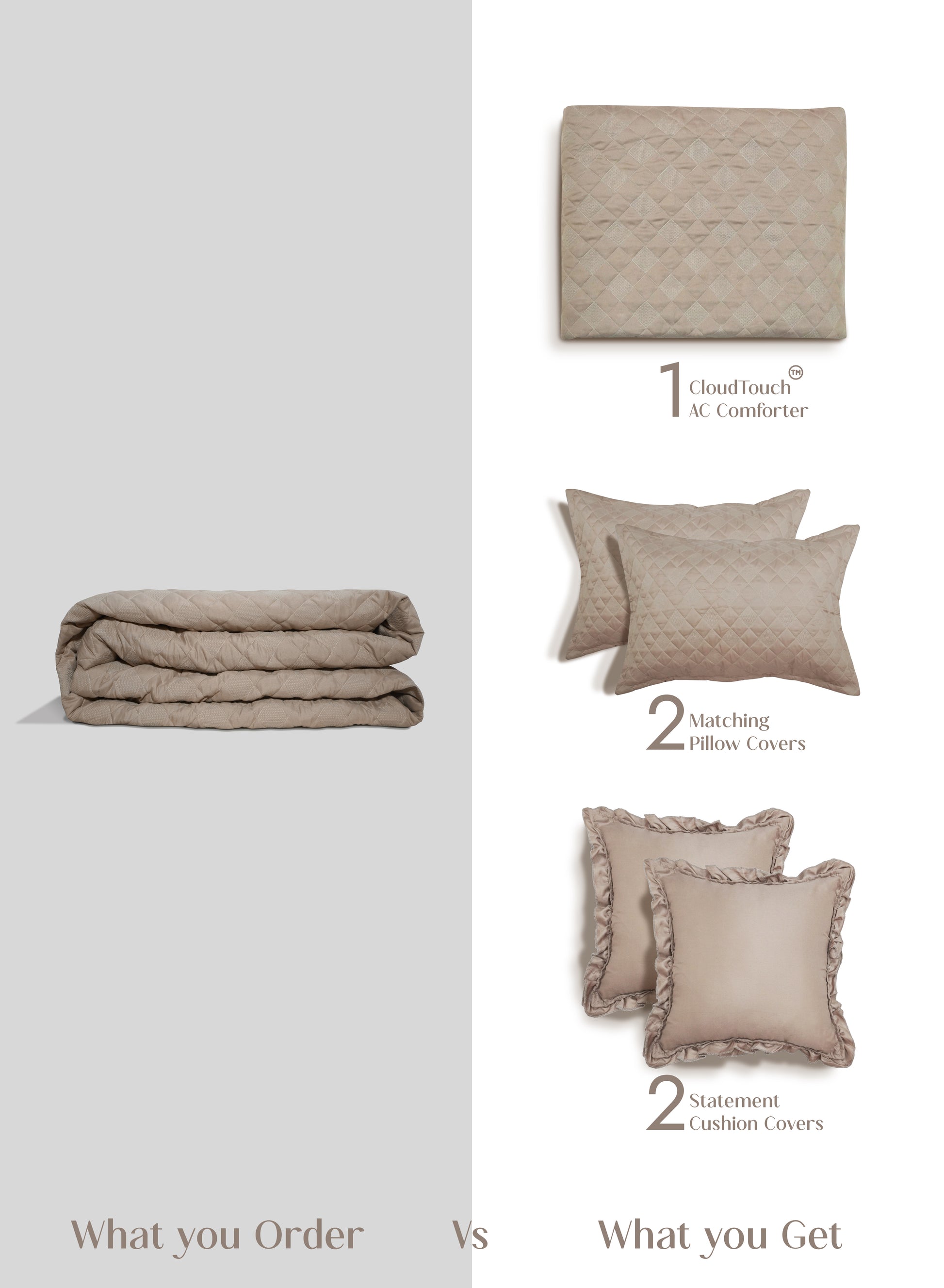 Home Crayons CloudTouch™ AC Comforter Set | 33% Oversized | Includes 2 Pillow Covers & 2 Cushion Covers | Oatmeal