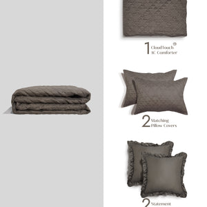 Home Crayons CloudTouch™ Comforter Set | All-Season | 33% Oversized | Includes 2 Pillow Covers & 2 Cushion Covers | Espresso Earth