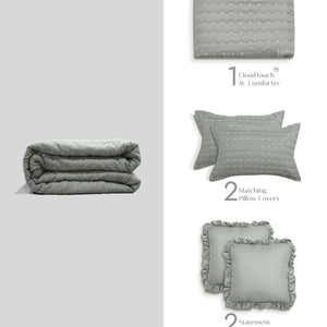 Home Crayons CloudTouch™ Comforter Set | All-Season | 33% Oversized | Includes 2 Pillow Covers & 2 Cushion Covers | Pale Pistachio