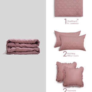 Home Crayons CloudTouch™ Comforter Set | All-Season | 33% Oversized | Includes 2 Pillow Covers & 2 Cushion Covers | Flamingo