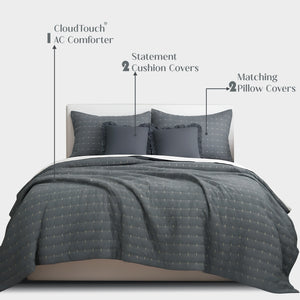 Home Crayons CloudTouch™ Comforter Set | All-Season | 33% Oversized | Includes 2 Pillow Covers & 2 Cushion Covers | Pebble Gray