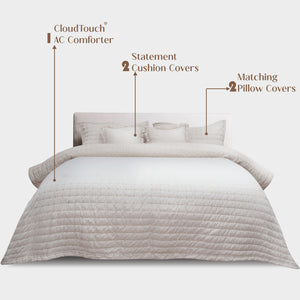 Home Crayons CloudTouch™ Comforter Set | All-Season | 33% Oversized | Includes 2 Pillow Covers & 2 Cushion Covers | Morning Glory