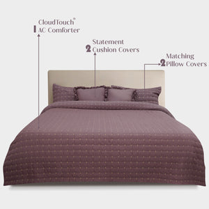 Home Crayons CloudTouch™ Comforter Set | All-Season | 33% Oversized | Includes 2 Pillow Covers & 2 Cushion Covers | Mulberry
