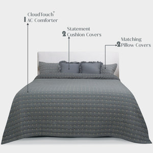 Home Crayons CloudTouch™ Comforter Set | All-Season | 33% Oversized | Includes 2 Pillow Covers & 2 Cushion Covers | Pebble Gray