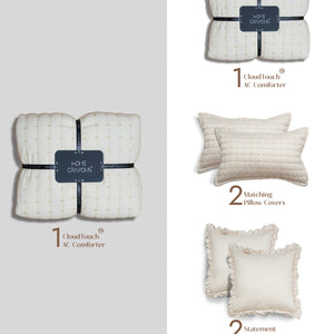 Home Crayons CloudTouch™ 5-Piece AC Comforter Set | 33% Oversized | Includes 2 Pillow & 2 Cushion Covers | Morning Glory