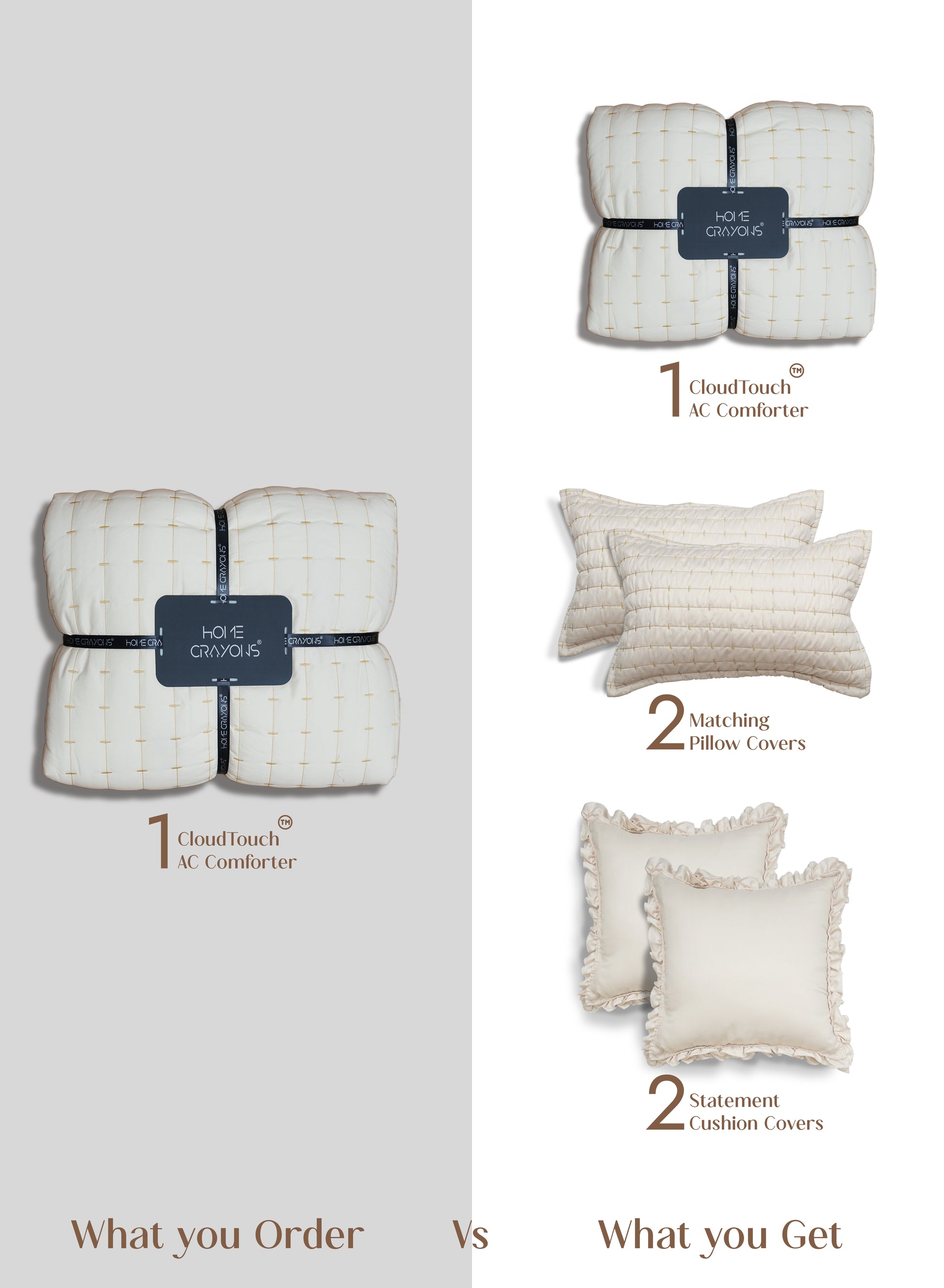 Home Crayons CloudTouch™ 5-Piece AC Comforter Set | 33% Oversized | Includes 2 Pillow & 2 Cushion Covers | Morning Glory