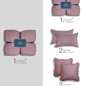 Home Crayons CloudTouch™ 5-Piece AC Comforter Set | 33% Oversized | Includes 2 Pillow & 2 Cushion Covers | Mulberry