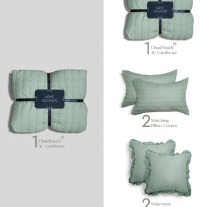 Home Crayons CloudTouch™ 5-Piece AC Comforter Set | 33% Oversized | Includes 2 Pillow & 2 Cushion Covers | Matcha Milk