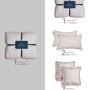 Home Crayons CloudTouch™ 5-Piece AC Comforter Set | 33% Oversized | Includes 2 Pillow & 2 Cushion Covers | Sakura Blush