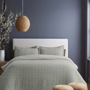 Mac Pure Cotton Quilted AC Blanket With 2 Pillow Covers | California King Size | Sage Green
