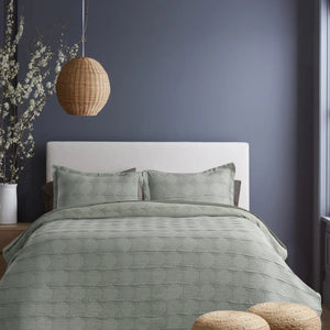 Cambric Pure Cotton AC Blanket With 2 Pillow Covers | California King Size | Sage Green