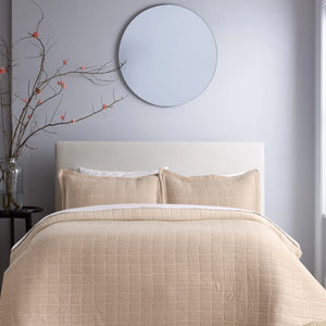 Mac Pure Cotton Quilted AC Blanket With 2 Pillow Covers | California King Size | Beige