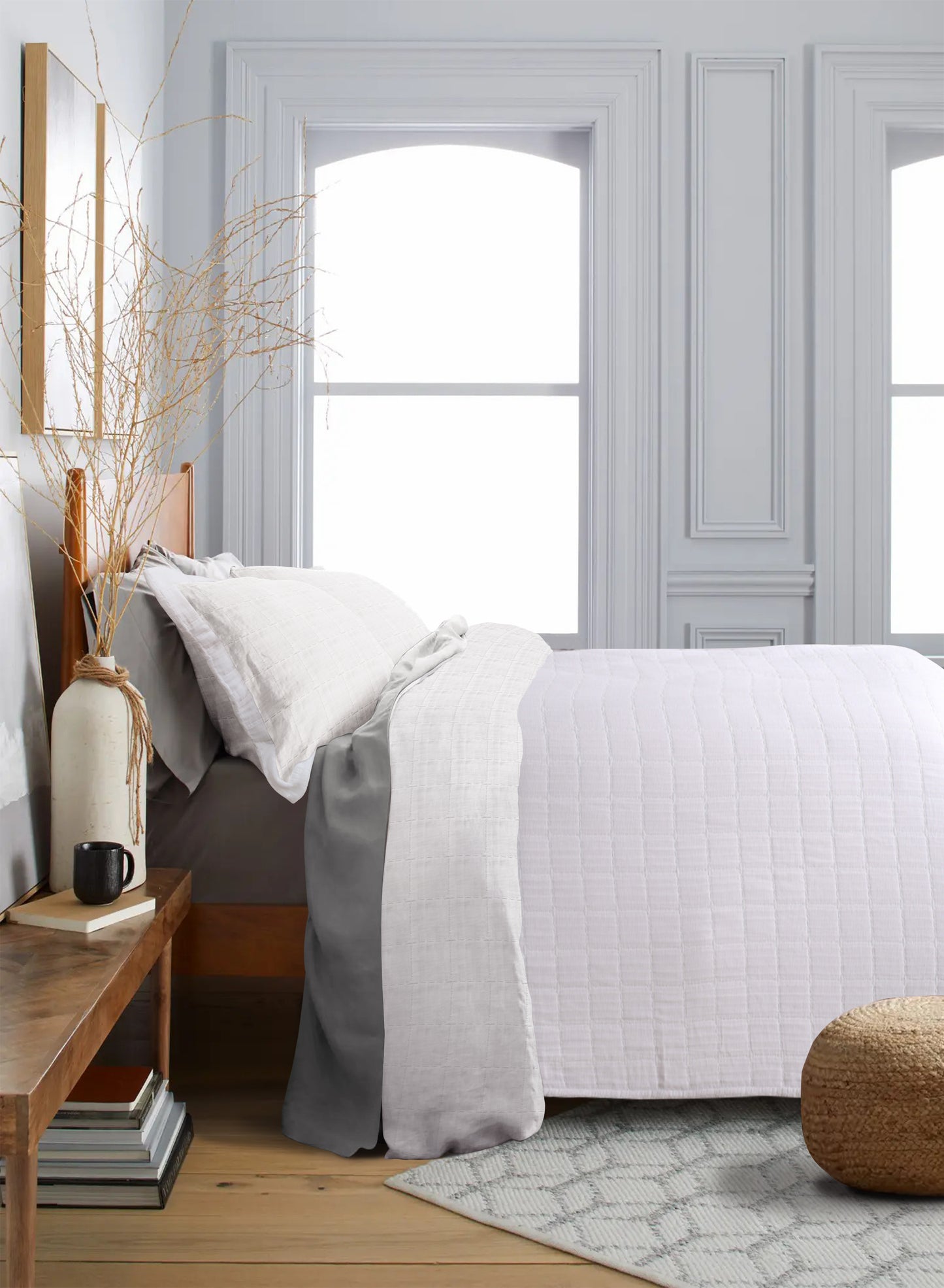 Mac Pure Cotton Quilted AC Blanket With 2 Pillow Covers | California King Size | White