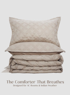 Home Crayons CloudTouch™ AC Comforter Set | 33% Oversized | Includes 2 Pillow Covers & 2 Cushion Covers | Oatmeal