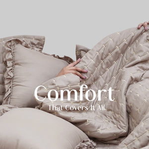 Home Crayons CloudTouch™ Comforter Set | All-Season | 33% Oversized | Includes 2 Pillow Covers & 2 Cushion Covers | Latte Crème