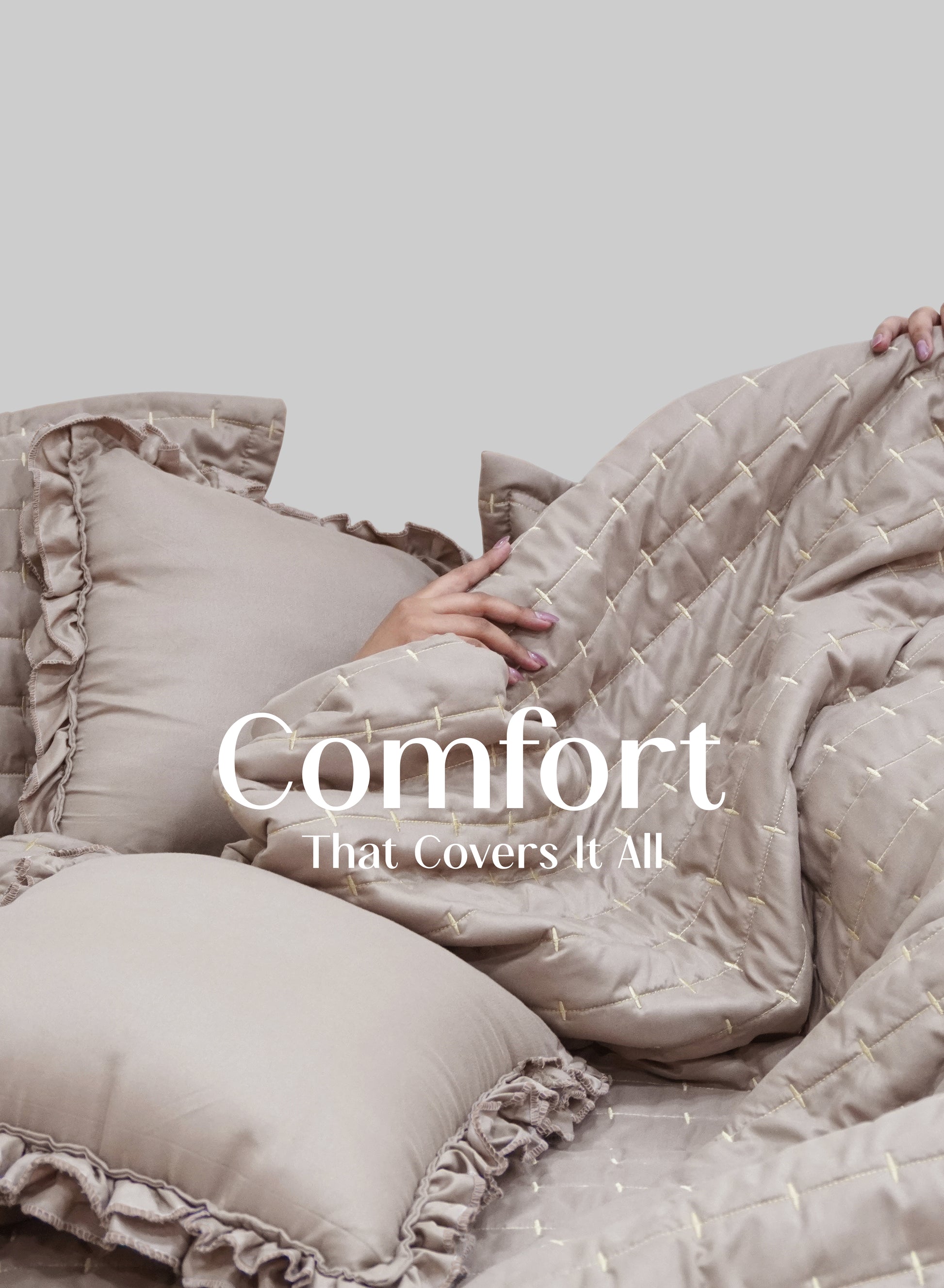 Home Crayons CloudTouch™ Comforter Set | All-Season | 33% Oversized | Includes 2 Pillow Covers & 2 Cushion Covers | Latte Crème