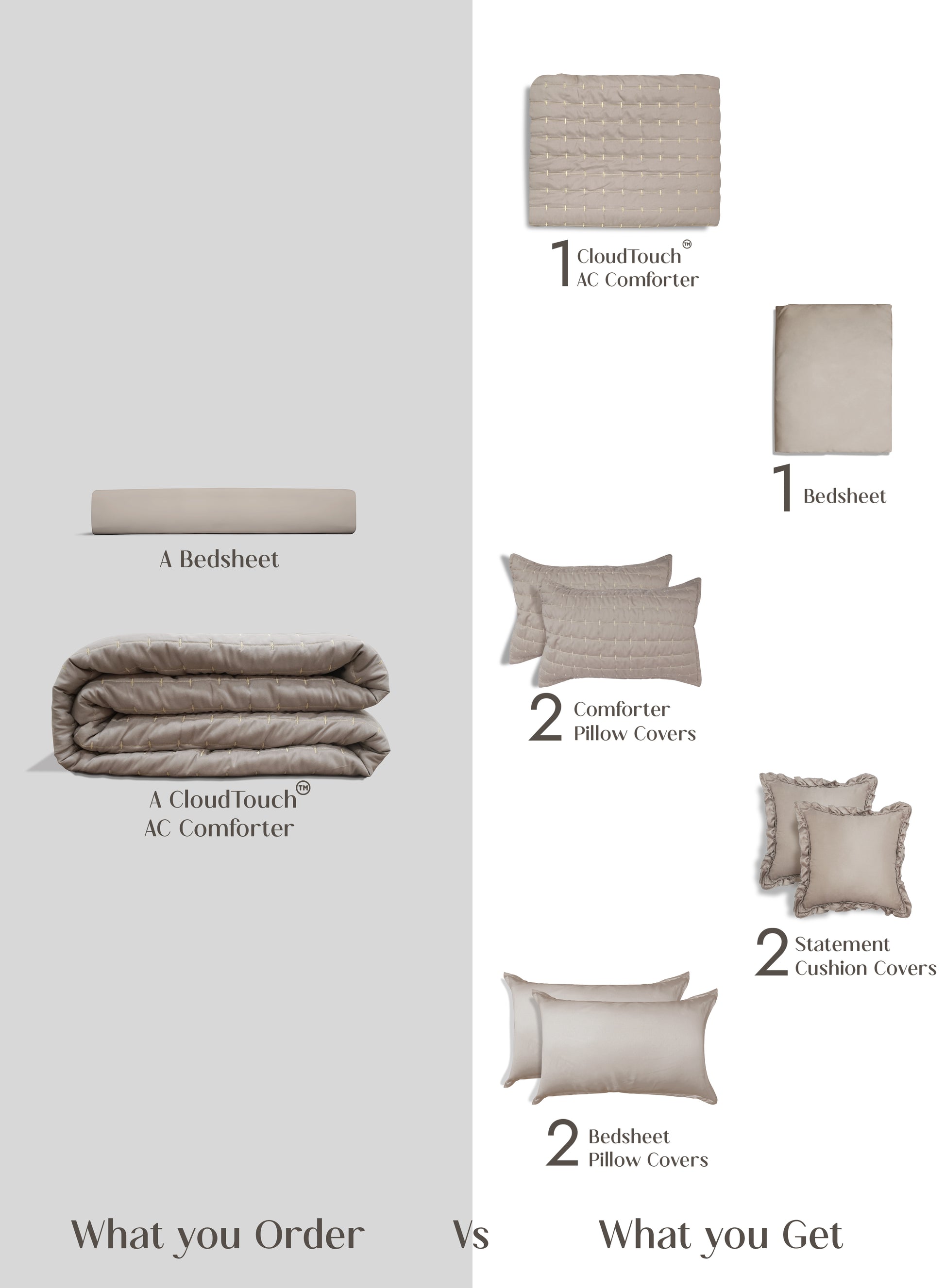 Home Crayons CloudTouch™ 8-Piece Bedding Set | Complete Bedroom Makeover in One Set | Latte Crème