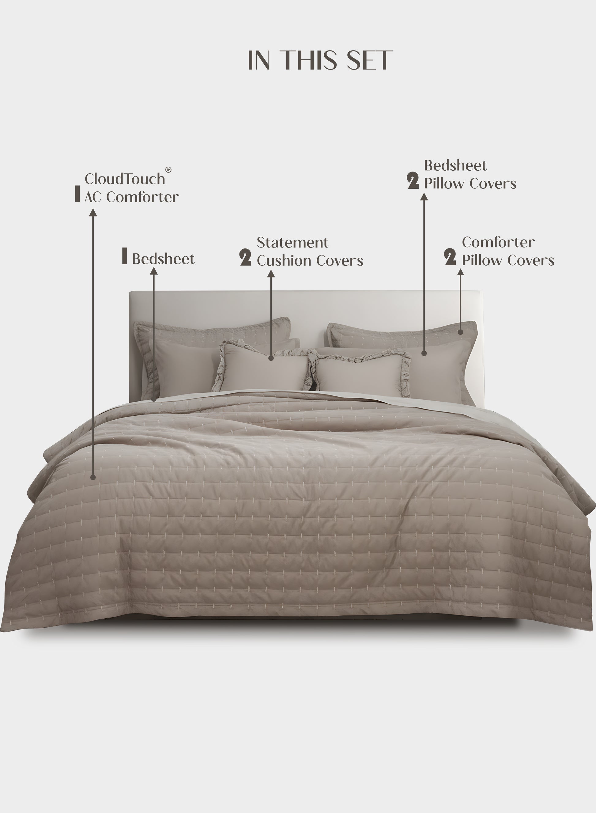 Home Crayons CloudTouch™ 8-Piece Bedding Set | Complete Bedroom Makeover in One Set | Latte Crème