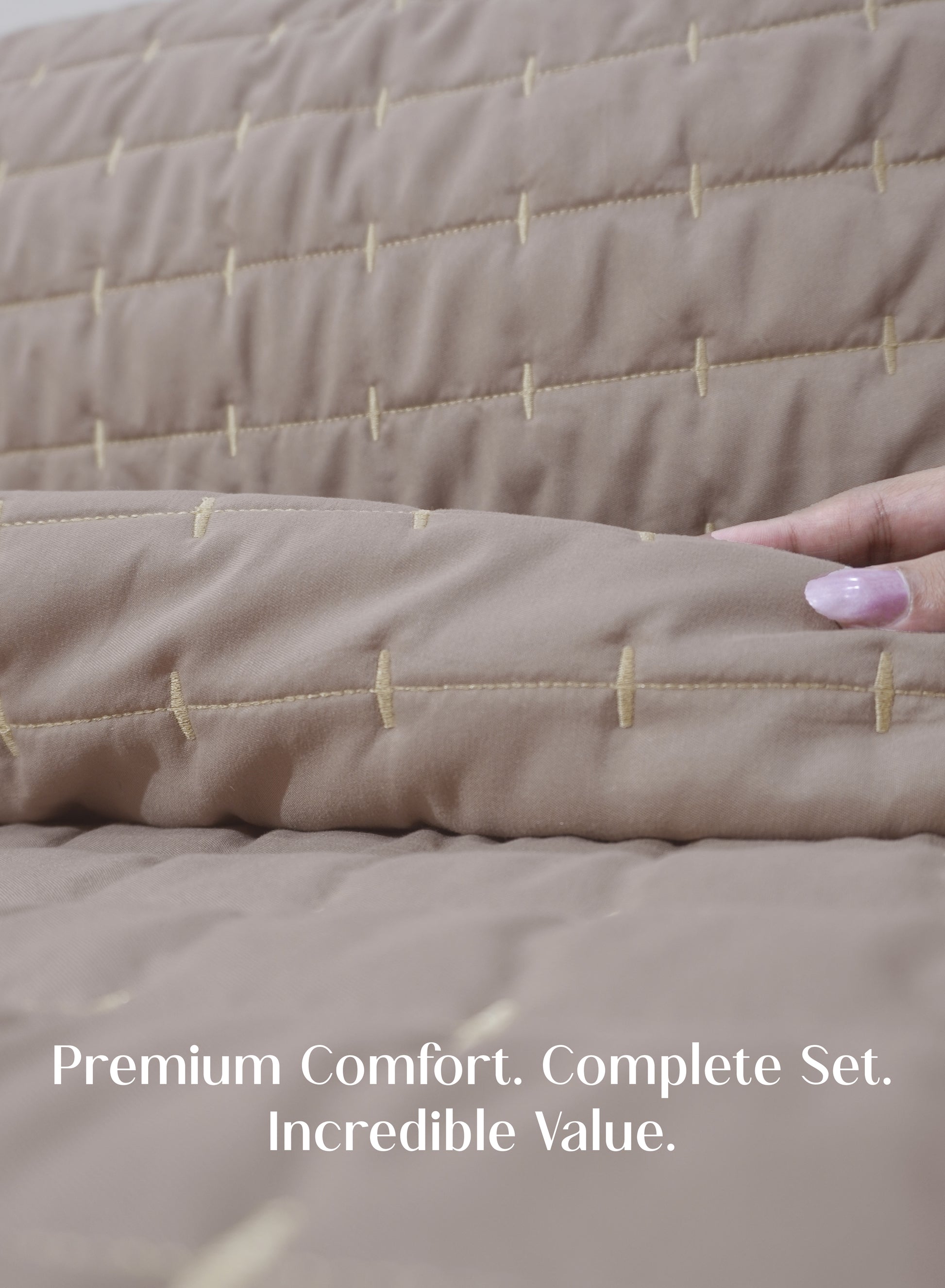 Home Crayons CloudTouch™ 8-Piece Bedding Set | Complete Bedroom Makeover in One Set | Latte Crème
