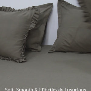 Home Crayons LuxeSoft™ Double Bedsheet Set | Oversized King | Includes 2 Pillow Covers & 2 Cushion Covers | Smoked Coffee