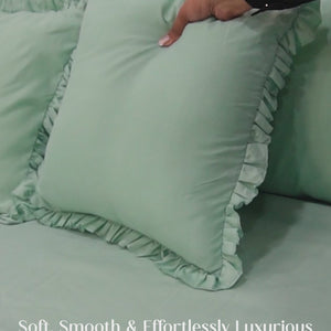 Home Crayons LuxeSoft™ Double Bedsheet Set | Oversized King | Includes 2 Pillow Covers & 2 Cushion Covers | Matcha Milk