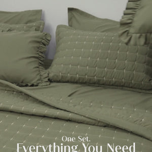 Home Crayons CloudTouch™ 5-Piece AC Comforter Set | 33% Oversized | Includes 2 Pillow & 2 Cushion Covers | Olive Grove