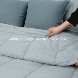 Home Crayons Cocoon AC Comforter Set | 5-Piece Designer Bed Set for Modern Homes | Blue Meadow