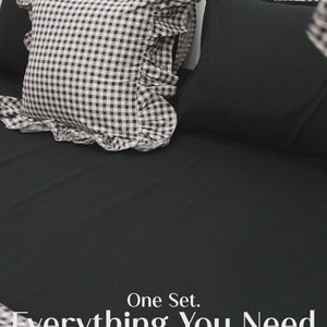 Crayonic™ 8-Piece AC Bedding Set | Signature Designer Bedding for AC Rooms | Midnight Gingham