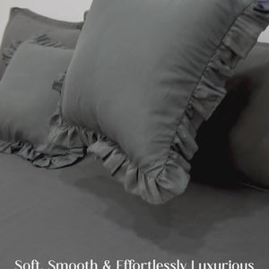 Home Crayons LuxeSoft™ Double Bedsheet Set | Oversized King | Includes 2 Pillow Covers & 2 Cushion Covers | Pebble Gray