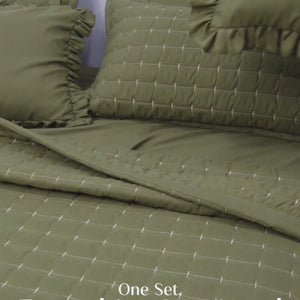 Home Crayons CloudTouch™ 5-Piece AC Comforter Set | 33% Oversized | Includes 2 Pillow & 2 Cushion Covers | Olive Grove