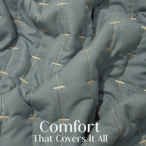 Home Crayons CloudTouch™ Comforter Set | All-Season | 33% Oversized | Includes 2 Pillow Covers & 2 Cushion Covers | Sage Blue