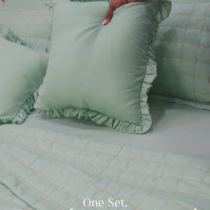 Home Crayons CloudTouch™ 5-Piece AC Comforter Set | 33% Oversized | Includes 2 Pillow & 2 Cushion Covers | Matcha Milk
