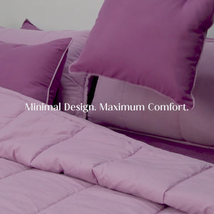 Home Crayons Cocoon AC Comforter Set | 5-Piece Designer Bed Set for Modern Homes | Lilac Daisy