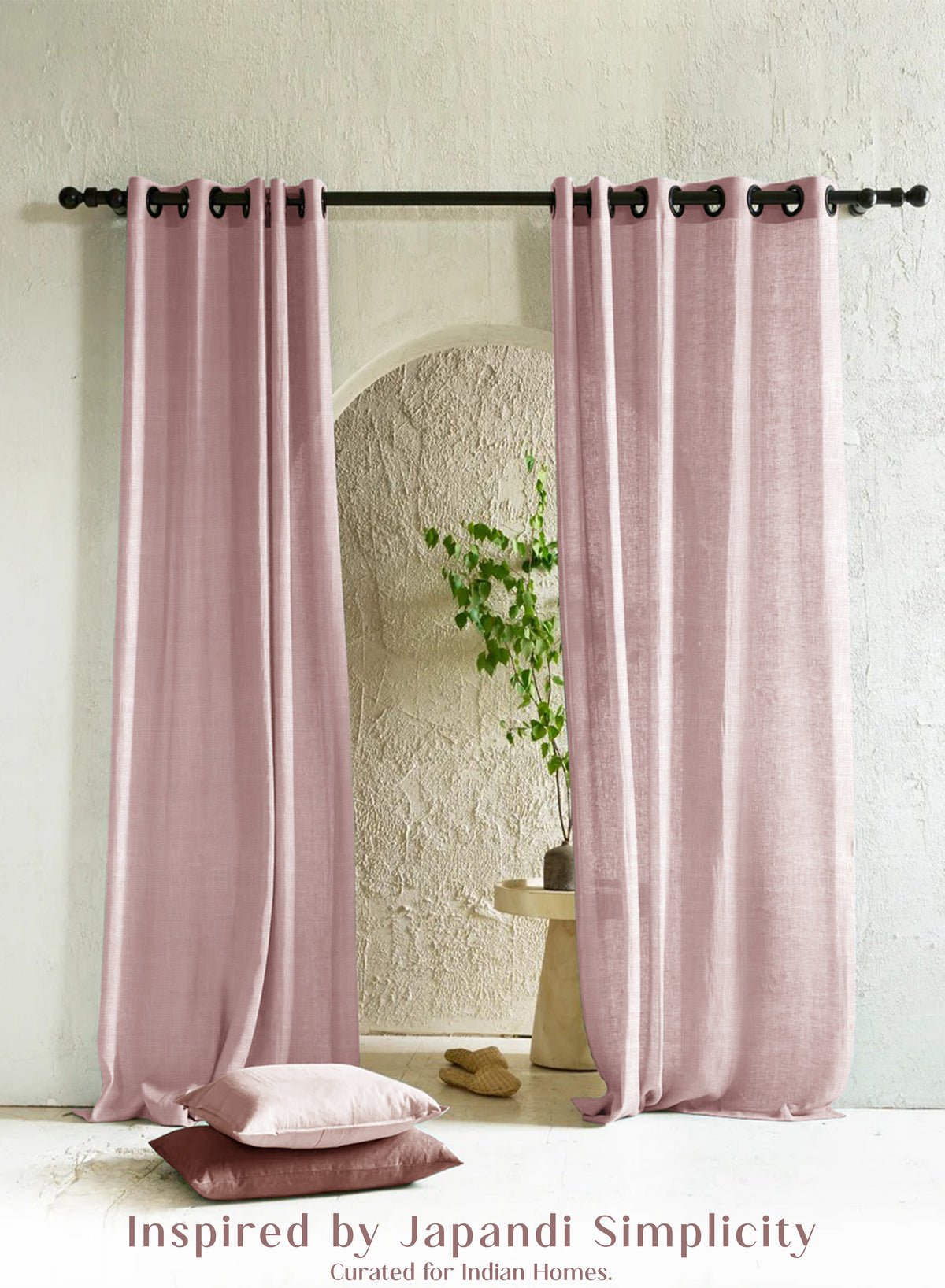 Amore Plain Sheer Curtains | Airy Elegance & Soft Light Filter | Deep Blush | Set of 2 | Fully Customizable