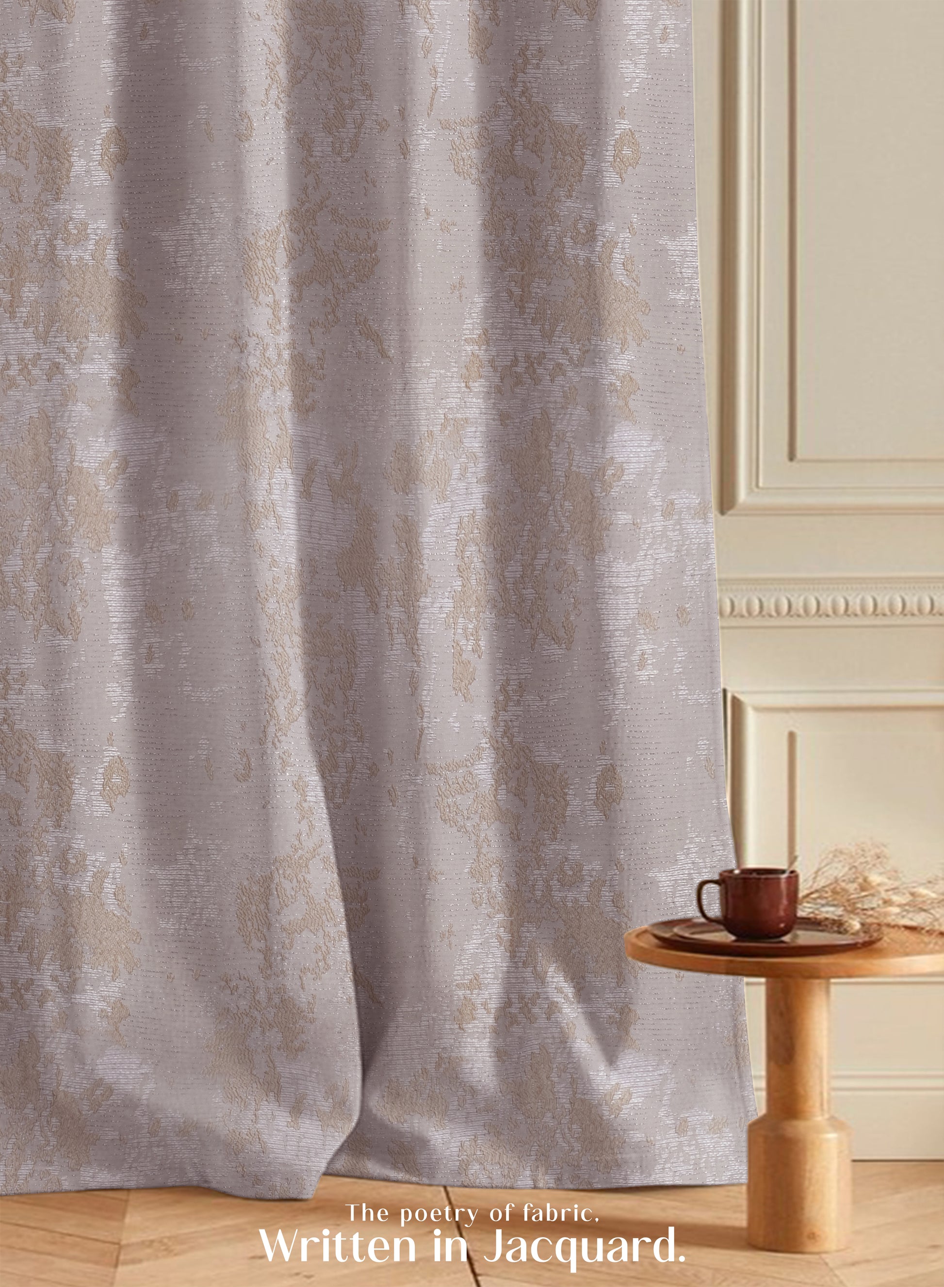 Bern Jacquard Room Darkening Curtains | Artistic Abstract Pattern | Soft Brown | Set of 2 | Fully Customizable