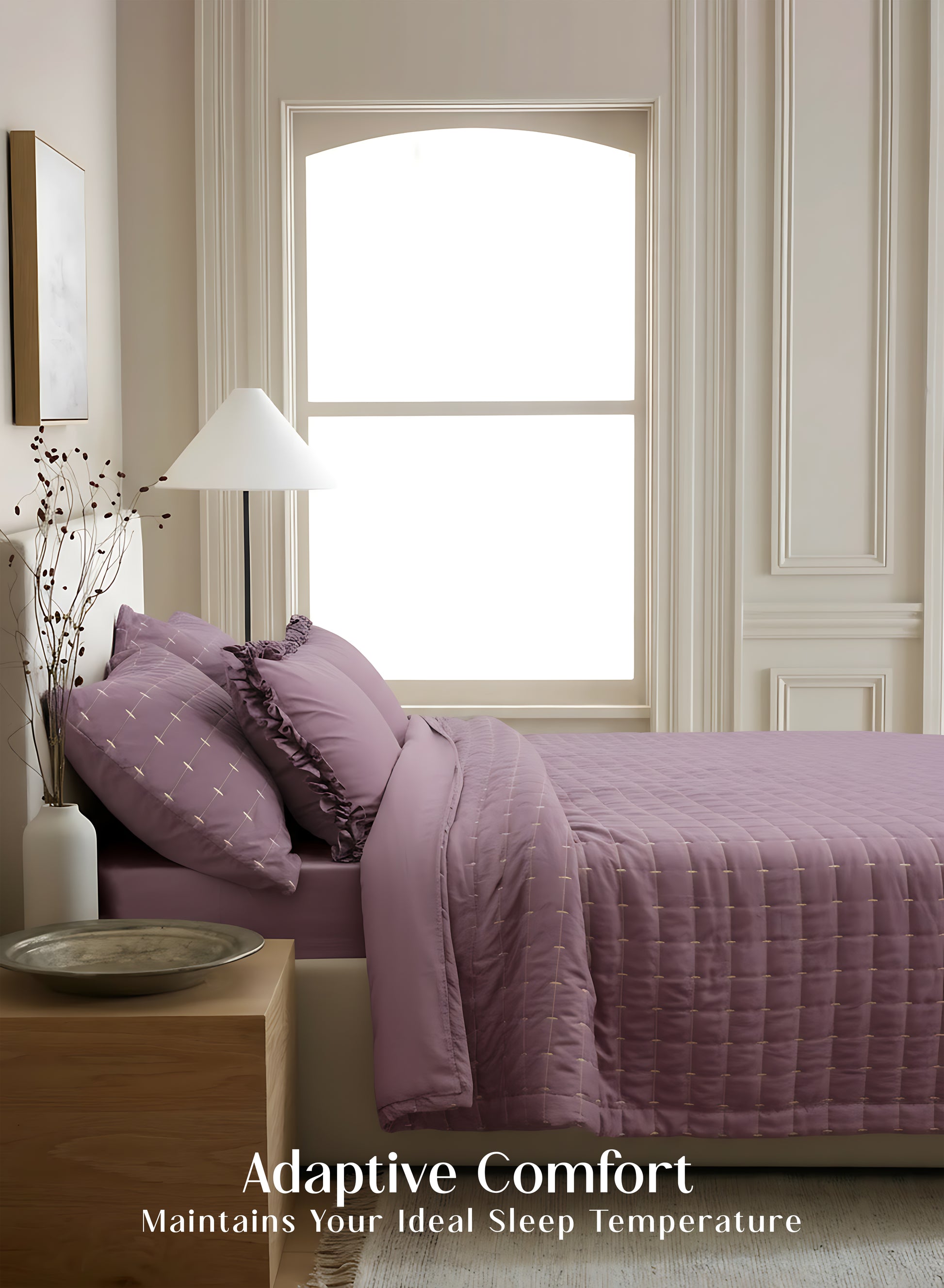 Home Crayons CloudTouch™ Comforter Set | All-Season | 33% Oversized | Includes 2 Pillow Covers & 2 Cushion Covers | Mulberry