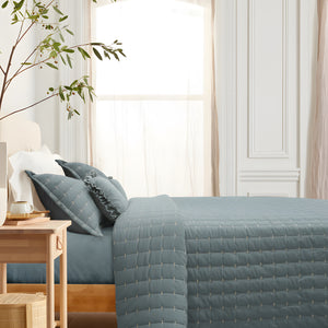 Home Crayons CloudTouch™ Comforter Set | All-Season | 33% Oversized | Includes 2 Pillow Covers & 2 Cushion Covers | Sage Blue