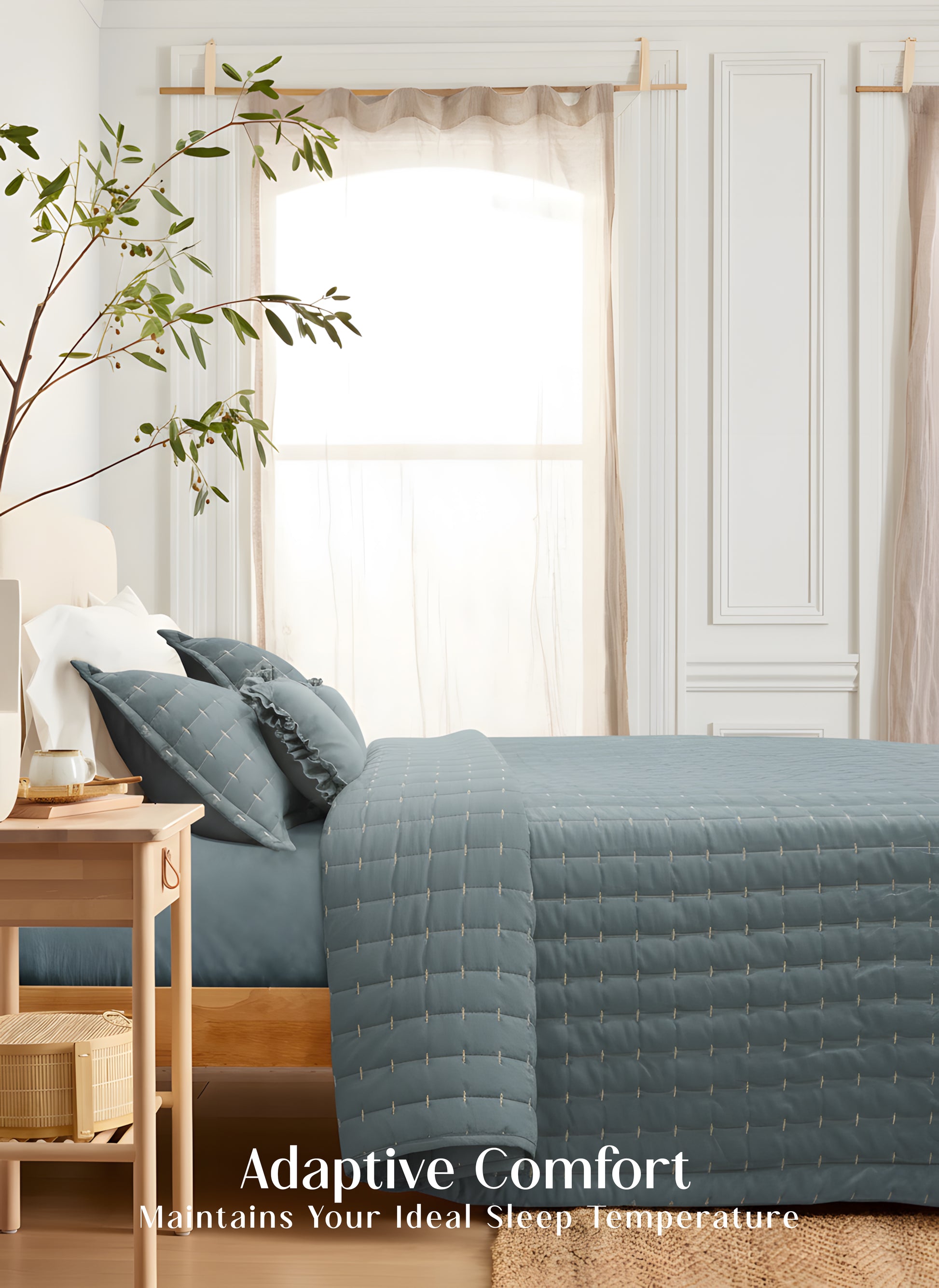 Home Crayons CloudTouch™ Comforter Set | All-Season | 33% Oversized | Includes 2 Pillow Covers & 2 Cushion Covers | Sage Blue