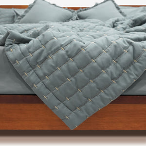Home Crayons CloudTouch™ Comforter Set | All-Season | 33% Oversized | Includes 2 Pillow Covers & 2 Cushion Covers | Sage Blue