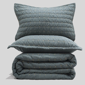 Home Crayons CloudTouch™ Comforter Set | All-Season | 33% Oversized | Includes 2 Pillow Covers & 2 Cushion Covers | Sage Blue