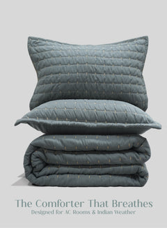 Home Crayons CloudTouch™ Comforter Set | All-Season | 33% Oversized | Includes 2 Pillow Covers & 2 Cushion Covers | Sage Blue