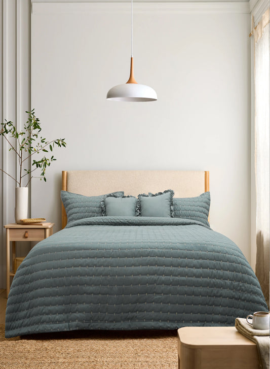 Home Crayons CloudTouch™ Comforter Set | All-Season | 33% Oversized | Includes 2 Pillow Covers & 2 Cushion Covers | Sage Blue