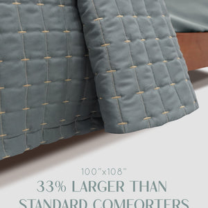 Home Crayons CloudTouch™ Comforter Set | All-Season | 33% Oversized | Includes 2 Pillow Covers & 2 Cushion Covers | Sage Blue
