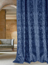 Venezia Room Darkening Curtains | Luxe Jacquard Texture | Gulf Blue | Set of 2 | Fully Customizable