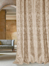 Venezia Room Darkening Curtains | Luxe Jacquard Texture | Grain Brown | Set of 2 | Fully Customizable
