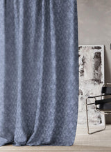 Elwana Jacquard Room Darkening Curtains | Blue | Set of 2 (Pattern 1)