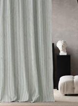 Lyon Cotton Room Darkening Curtains | Subtle Striped Weave | Sage Green | Set of 2 | Fully Customizable
